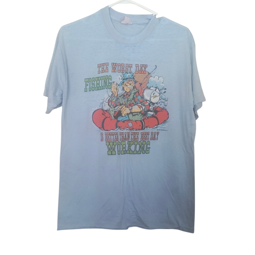 Vintage 90s‎ Fisherman Mens Tee Trendy